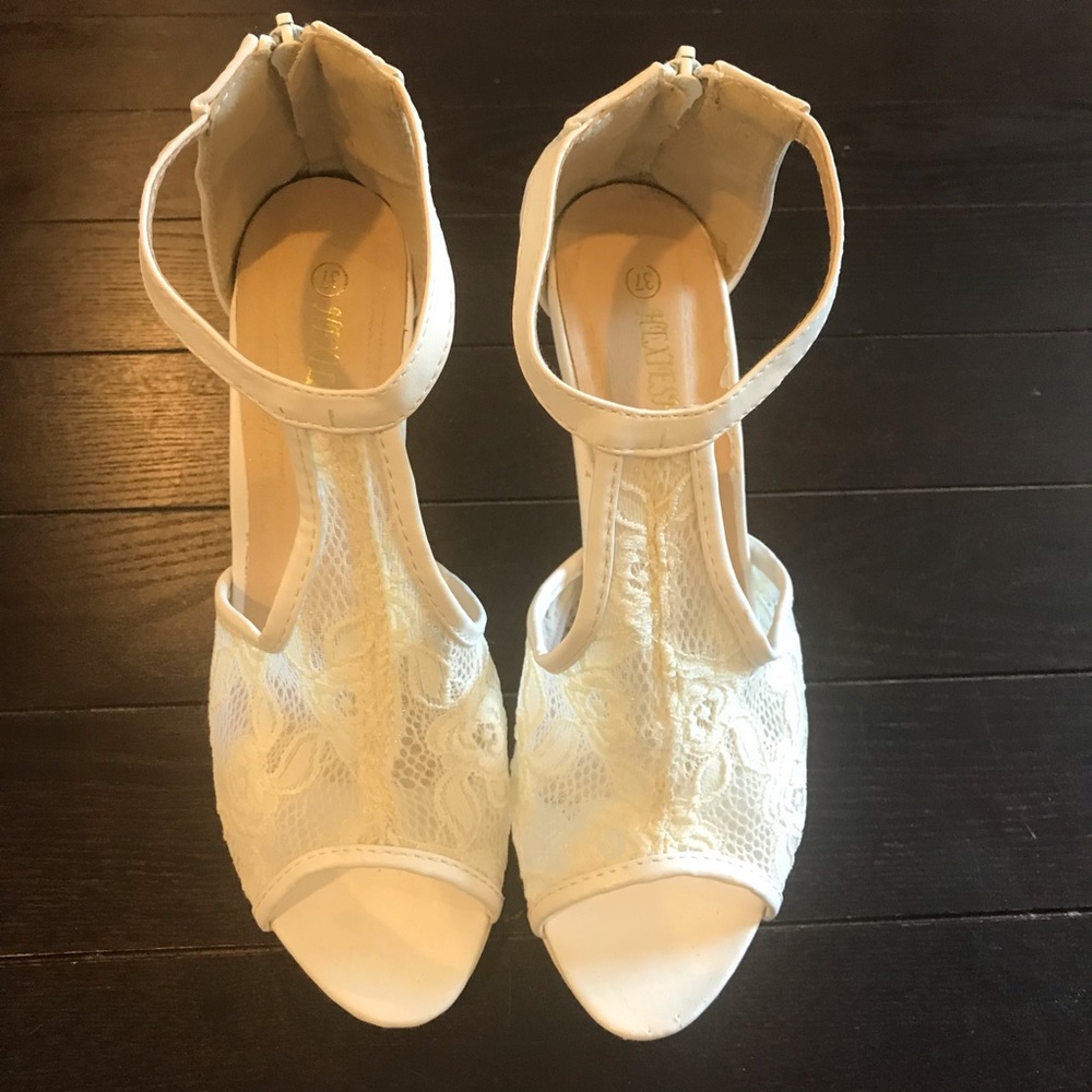 Ivory Zip up Heels